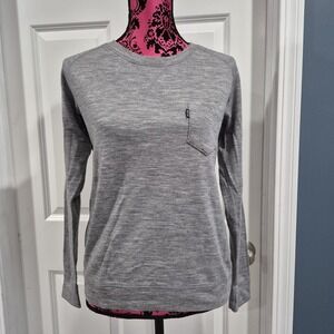 Woolly Top Womens Medium Gray Merino Wool Pro Knit Crew Long Sleeve Base Layer
